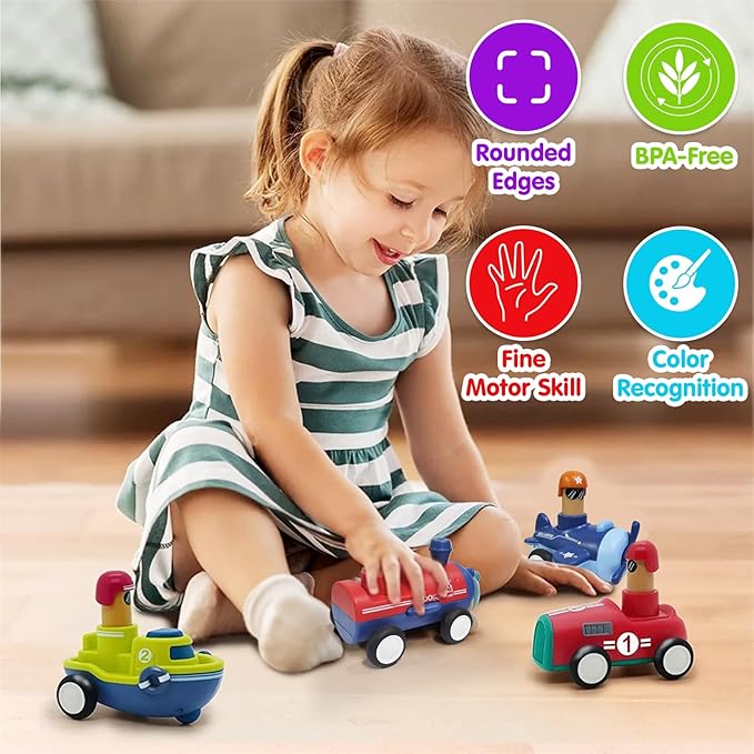 Kidology Pull-Back Vehicle Toys Cars for Toddlers Friction-Powered