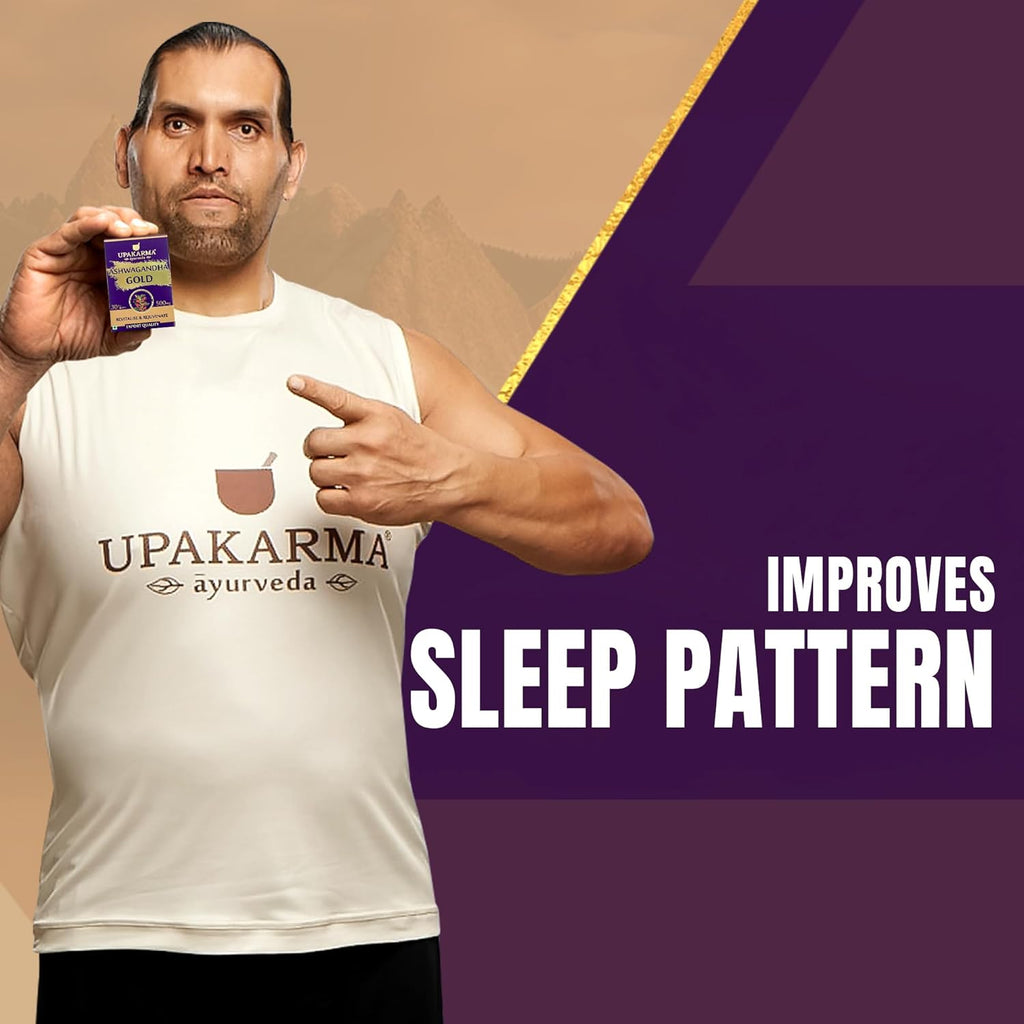Upakarma Ashwagandha Gold 30 Capsules | Contains Gold | Ashwagandha Root Extract, Brahmi, Shigru and Other Action Herbs | Helps in Stress & Sleep Management