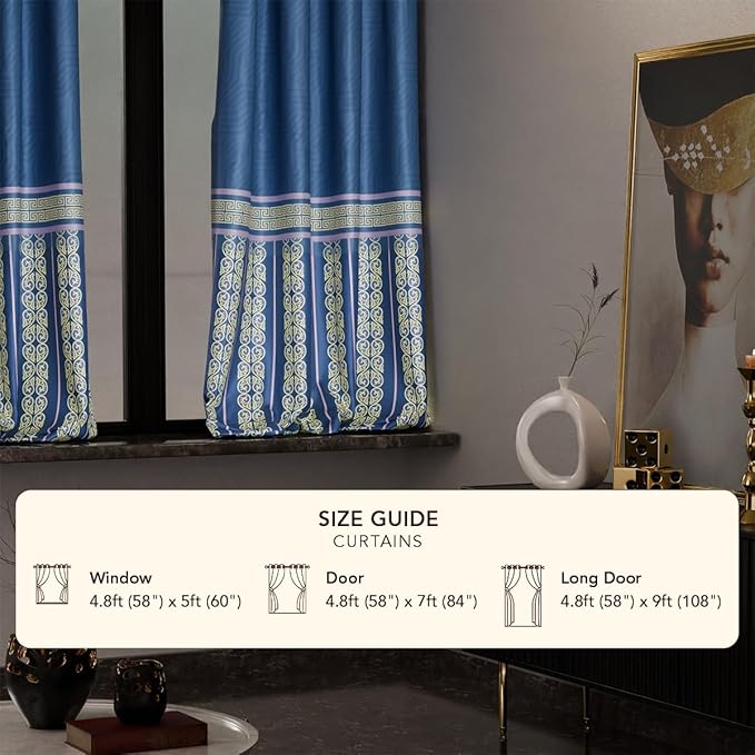 Stoa Paris Curtain for Home|Single pc Patterned Curtain for Window| Living Room| Colour Blue Monarch