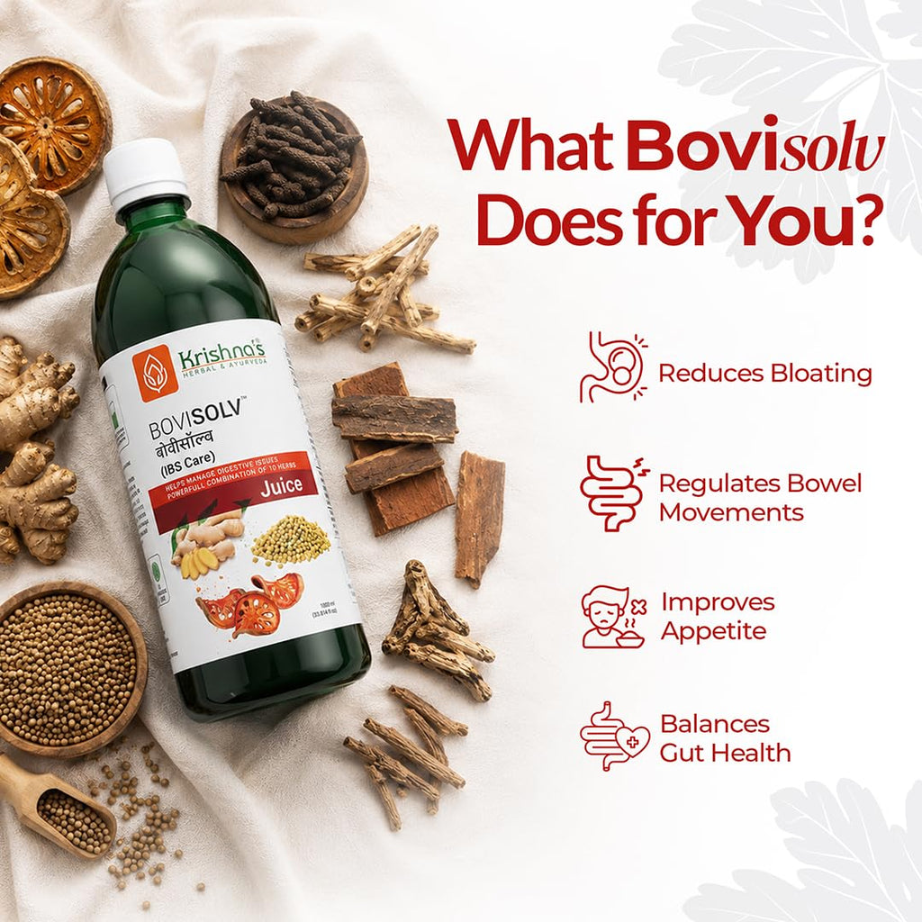 Krishnaâ€™s Bovisolv Juice 1000 ml | IBS-Friendly | Digestive Wellness Drink | Ayurvedic Liquid for Sensitive Gut Lifestyle