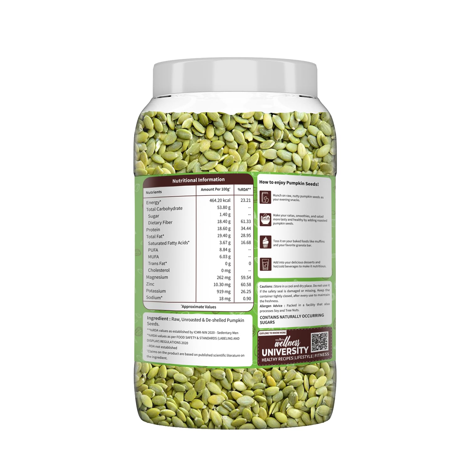 Neuherbs Raw Unroasted Pumpkin Seeds For Immunity Booster | Superfood Seeds For Eating | Fibre Rich Dry Seeds - 1 kg