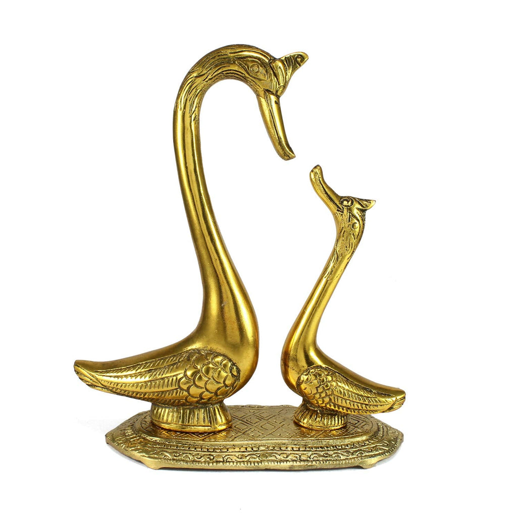 Ecraftindia Loving Golden Swan Couple Figurine