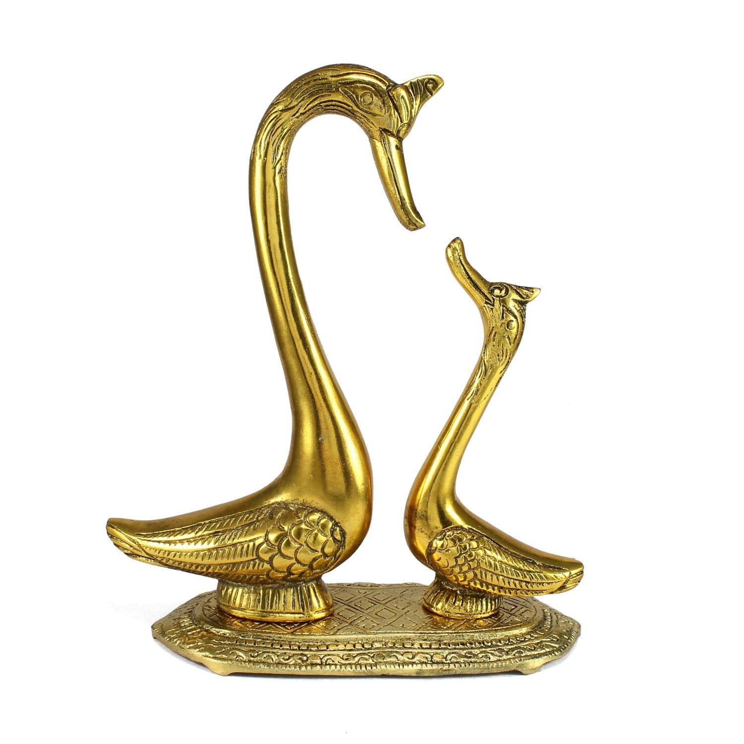 Ecraftindia Loving Golden Swan Couple Figurine