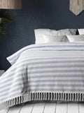 Sashaa World Striped Throw Super Soft & Breathable Bed Cover Blue & White