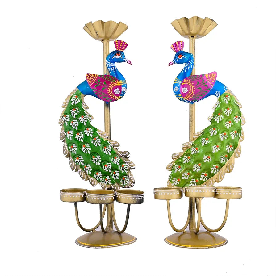 Elegant Metal Peacock Candle Holder Intricate Design Tealight Candle Holders Handpainted Tealight Candle Holder