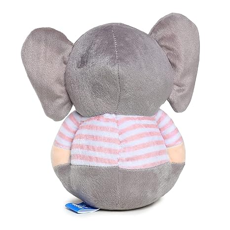 Webby Soft Animal Plush Elephant Toy 20cm Grey and Pink