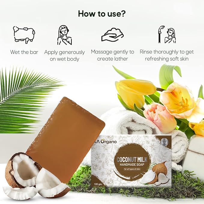 La Organo Coconut Milk Handmade Natural Bath Soap - 100 Gms
