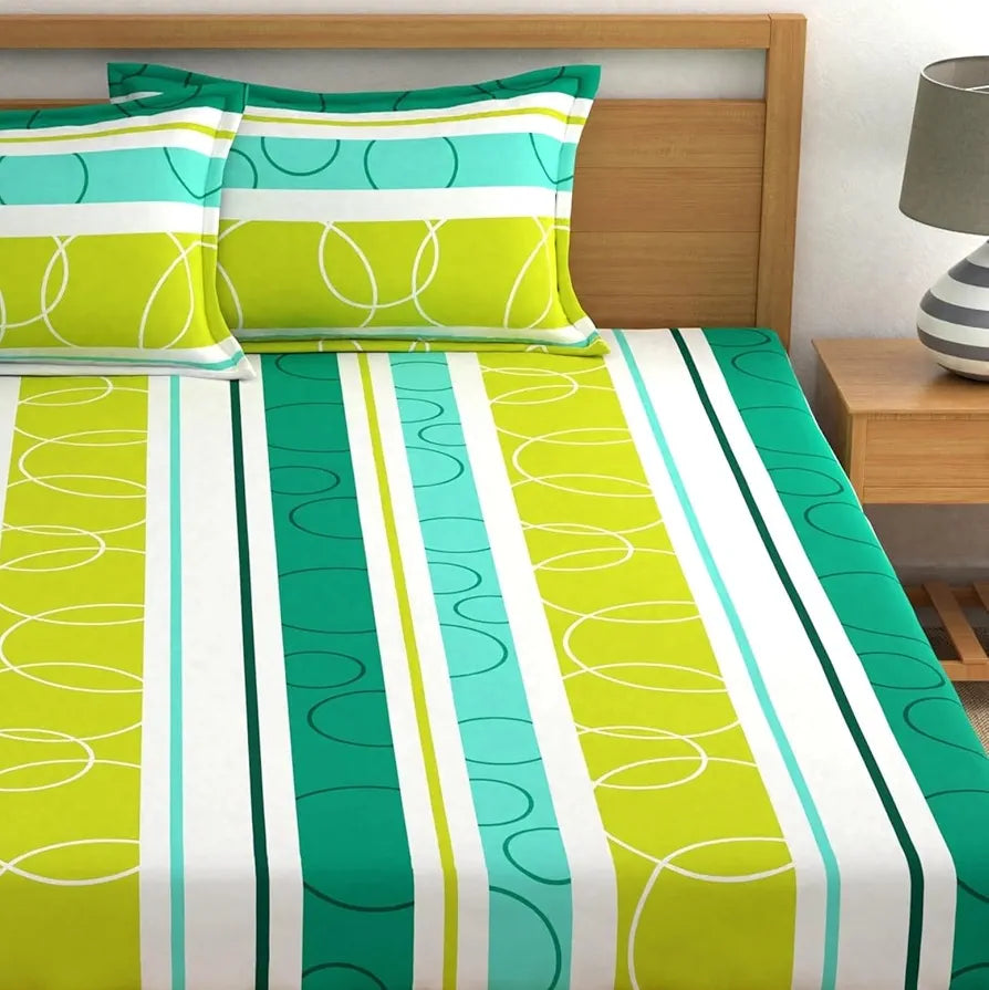 Dreamscape Microfiber Wrinkle & Fade Resistant Double Bedsheet with 2 Pillow Covers Gangled Green