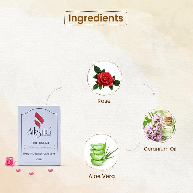 Arksutra Rooh Gulab Soap Infused With Geranium - 100 gms