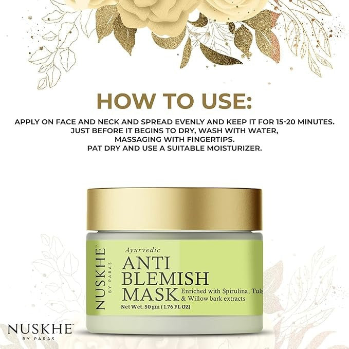 Nuskhe By Paras Ayurvedic Anti Blemish Mask for Men and Women - 50 gms