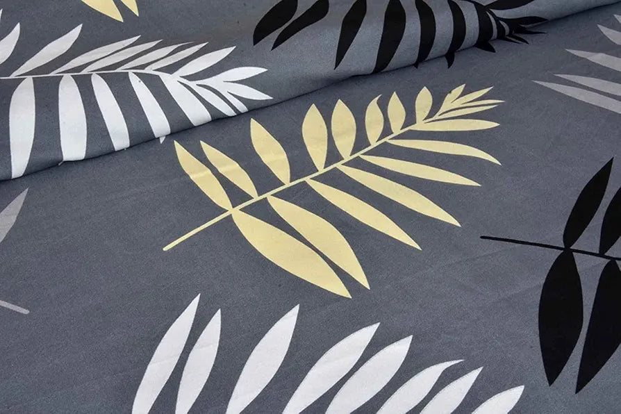 The Home Style Cotton Feel Glace Cotton Floral Printed King Size Double Bed Bedsheet With 2 Pillow Cover 300 TC Midnight Leaf