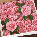 Artificial Roses Flowers Real Looking Fake Roses Artificial Foam Roses Pink - 25 pieces