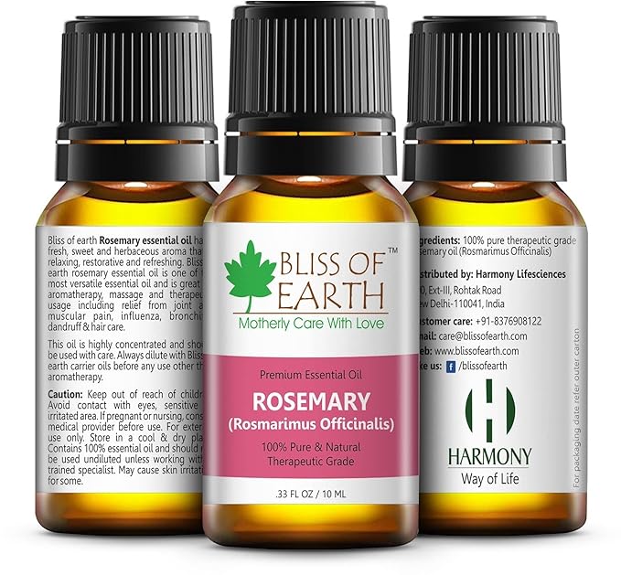 Bliss of Earth Premium Rosemary Rosmarimus Essential Oil - 10 ml Each (Pack of 2)