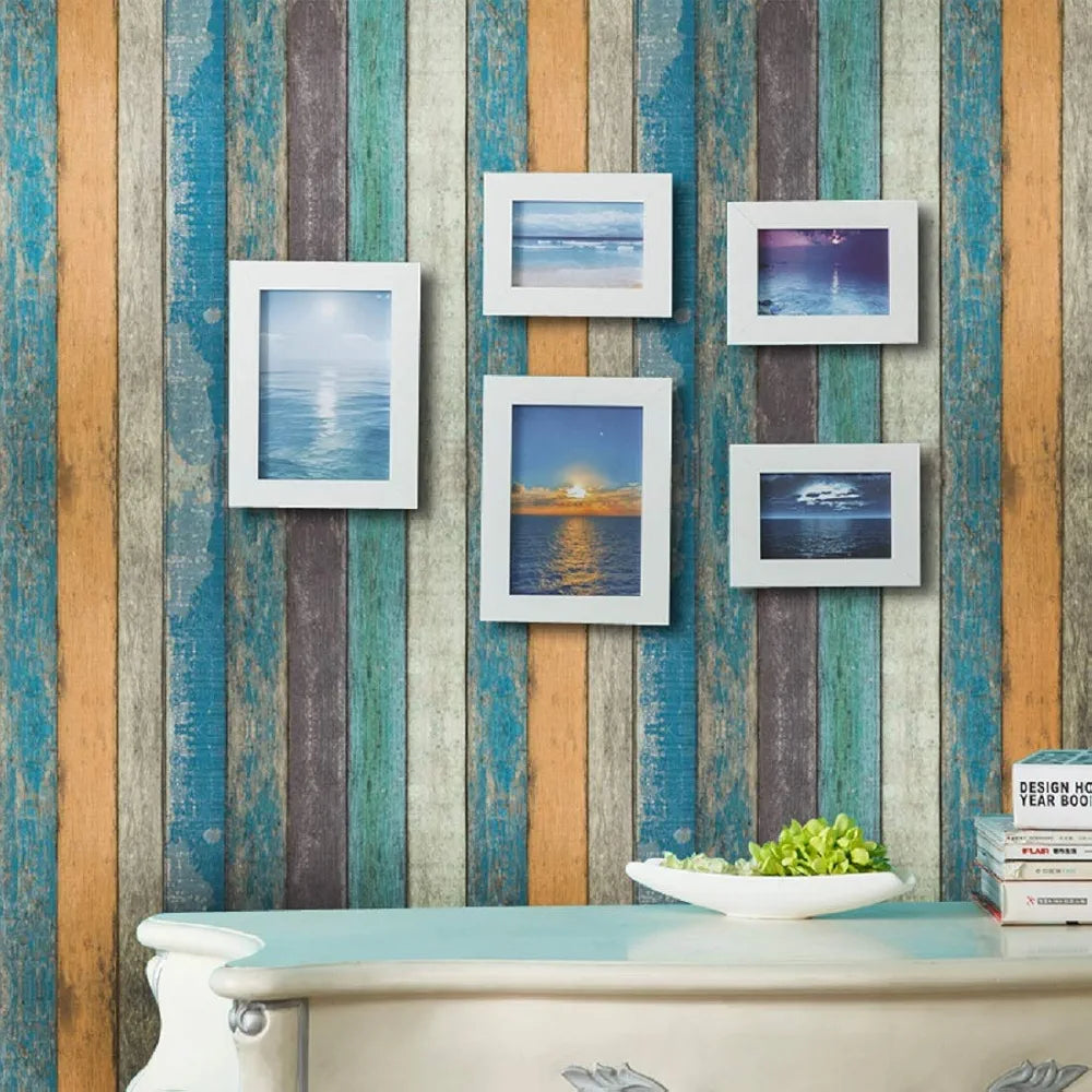 Jaamso Royals New Simulation Retro Striped Peel and Stick Self Adhesive Wallpaper Multicolour Wallpaper 11