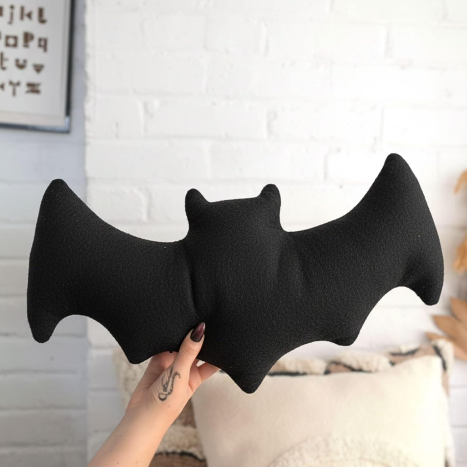 Tickles Bat Soft Stuffed Plush Pillow Cushion for Kids 35 cm Color Black