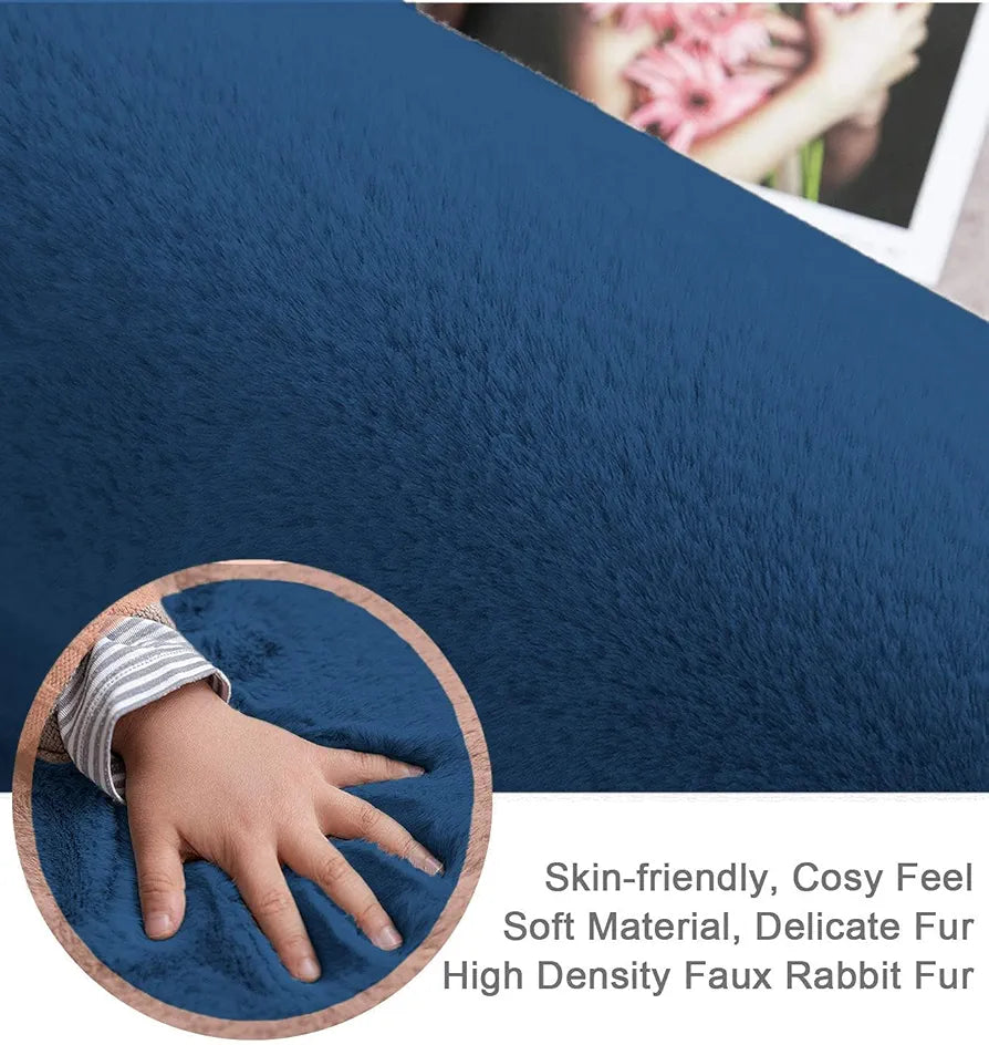 Luxe Home International Ruffle Bath Mat Rabbit Fur 1000 GSM Bathroom Door Rectangular Foot Mats 45X75 Cm Colour Teal