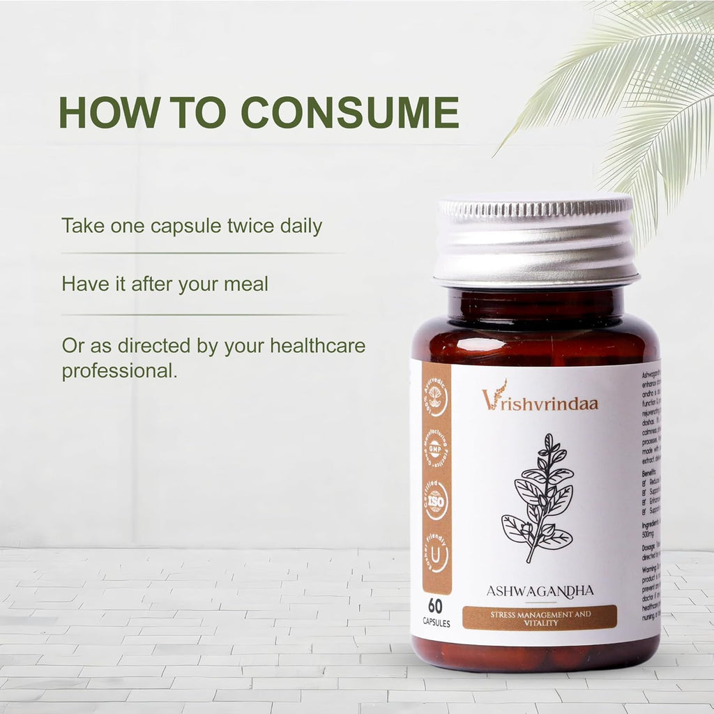 VrishVrindaa Ashwagandha Capsules  500 mg  - 60 Caps