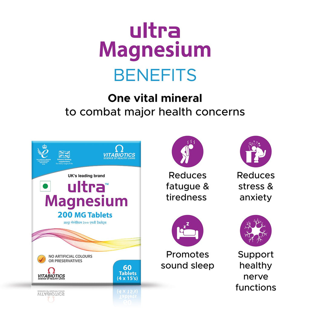 Ultra Magnesium 200 mg Tablets | Magnesium Supplement | Nutritional Supplement | Gluten Free | 60 Tablets