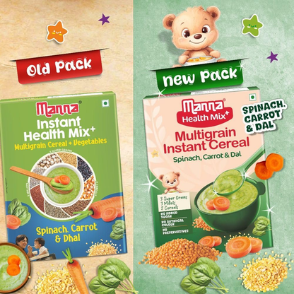 Manna Foods Instant Health Mix Multigrain Cereal + Vegetables With Spinach, Carrot, Dal with Milk
