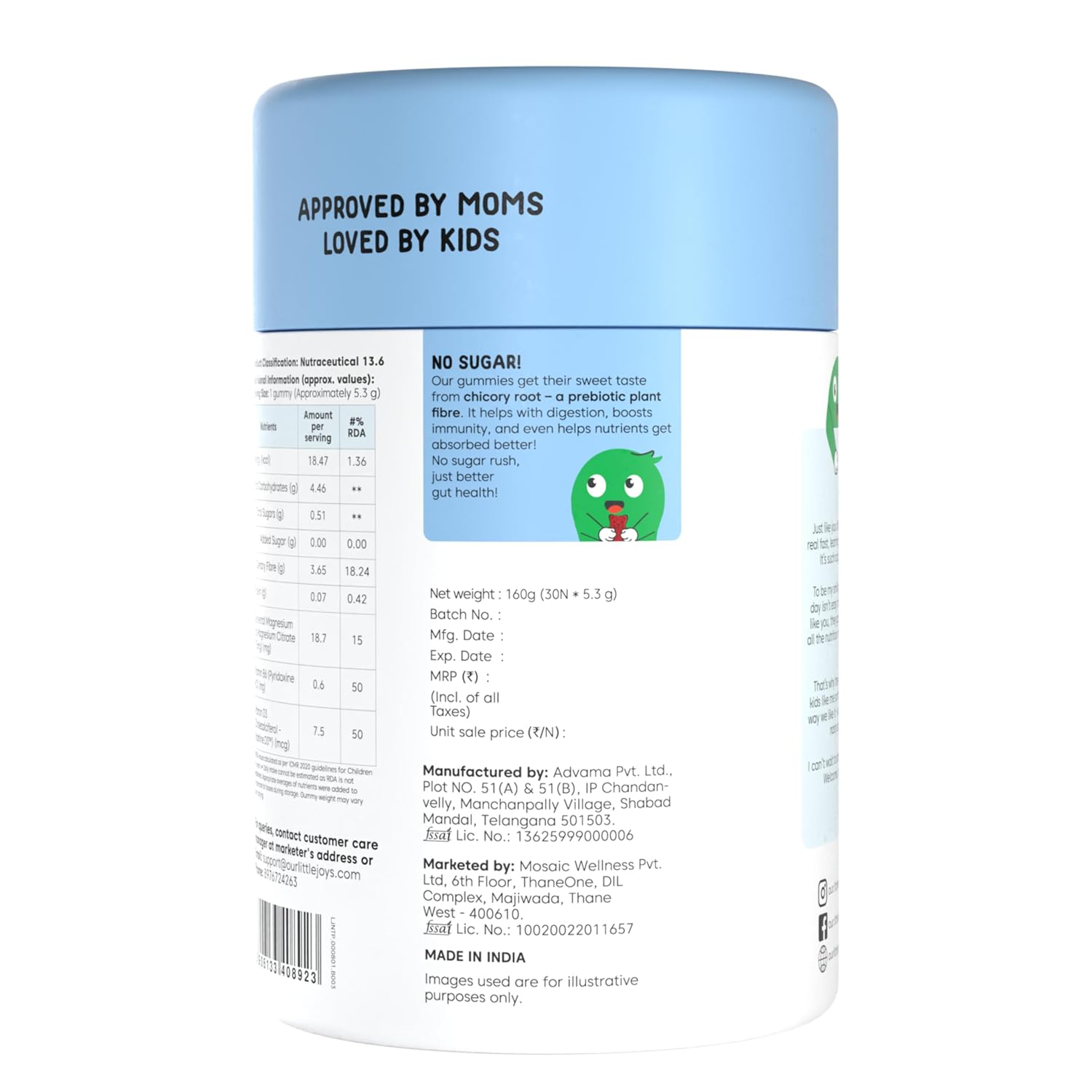 Little Joys Magnesium Gummies for Kids (4+ Years) | With Vitamin D3. B6 & Magnesium Citrate | Improves Sleep, Calms Mood & Improves Focus | No Added Sugar | Mixed Berry Flavor, 30 Day Pack