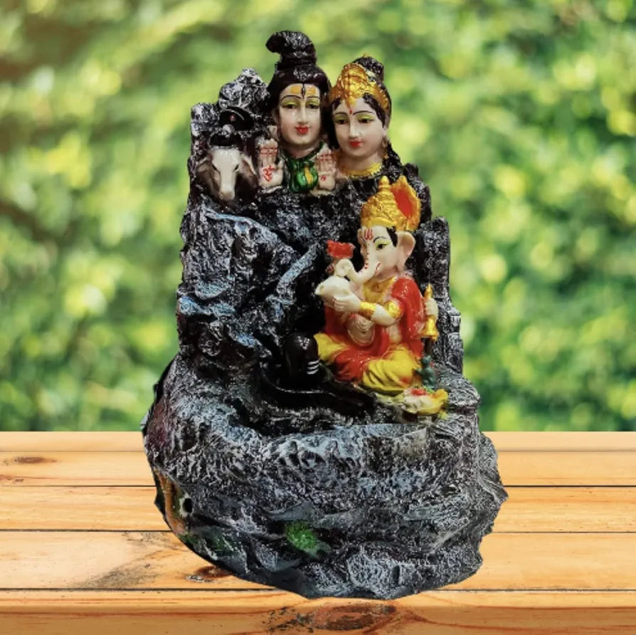 Alila Resin Lord Shiva Water Fountain With Led Lights For Home Decor Decoration 15 Inch
