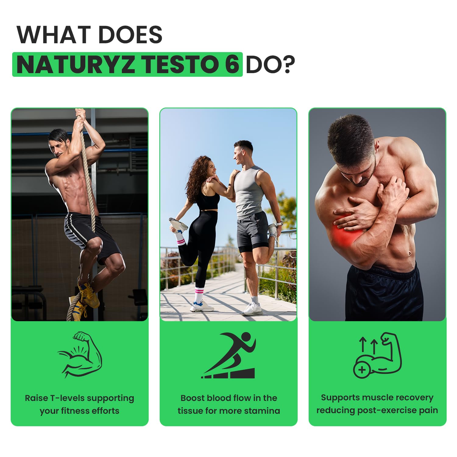 Naturyz Testo-6 Plant based Supplement For Men 2100mg per serving with Maximum Strength 1000mg Tribulus Terrestris, Safed Musli, Kaunj, Ashwagandha, Fenugreek & Panax Ginseng for Muscle gain, Stamina & Strength - 50 Tablets