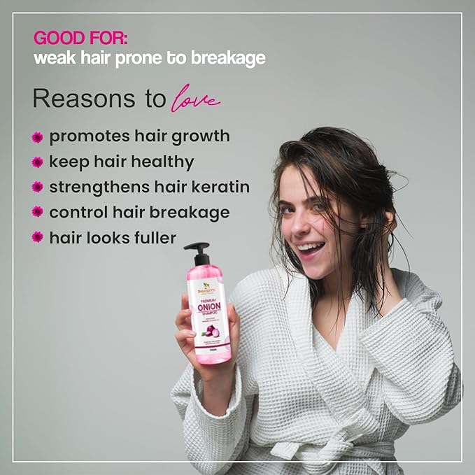 Prasatti Herbal Organic Onion Oil Shampoo With Red Onion Seed Oil Extract, Black Seed Oil & Pro-vitamin B5 | 250 Ml