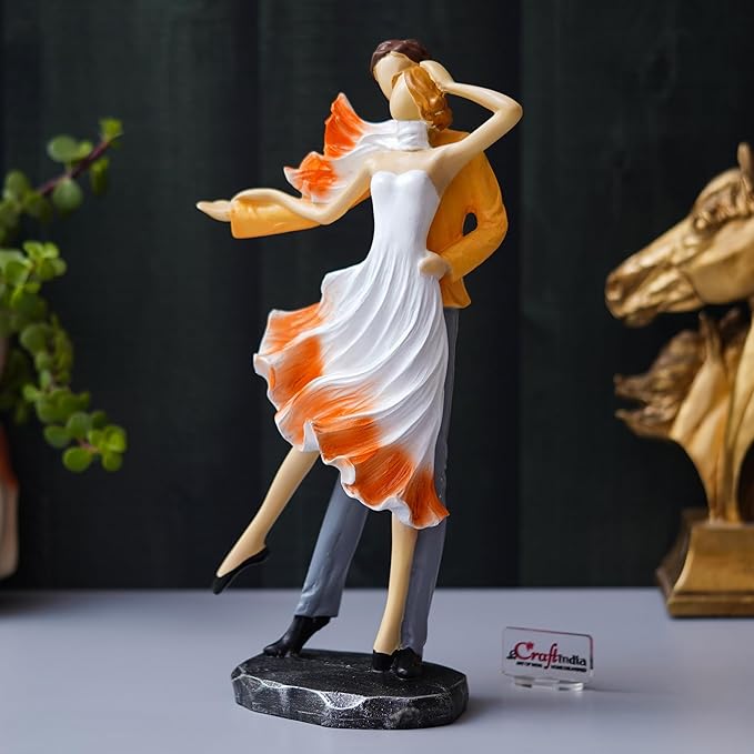 Ecraftindia Multicolor Polyresin Lovely Couple Statue Showpiece | Valentines Day Gift for Boyfriend and Girlfriend