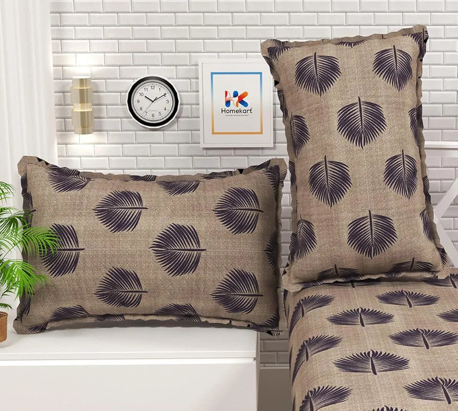 Homekart Premium Microfiber Elastic Fitted Bedsheets with 2 King Size Pillow Covers Double Bed 180 TC Supersoft Brown