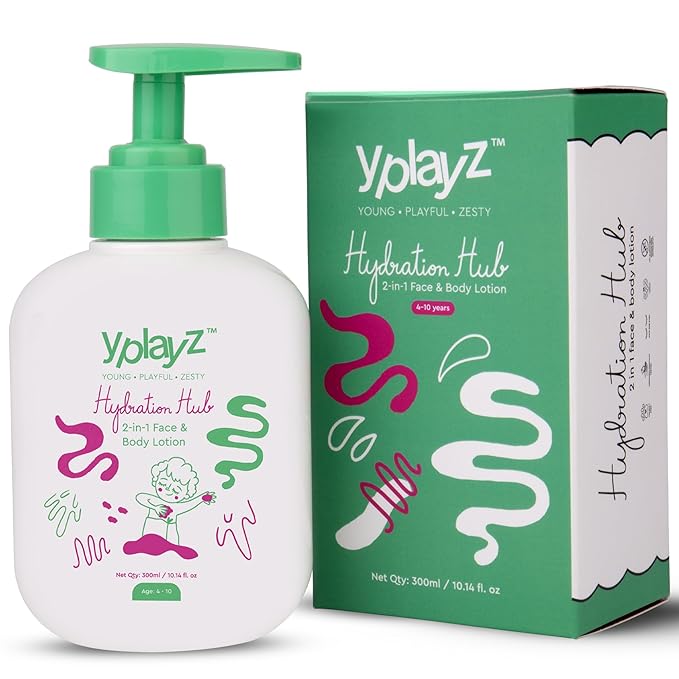 YplayZ Hydration Hub 2-in-1 Face & Body Lotion for Kids Ages 4-10 - 300 Ml