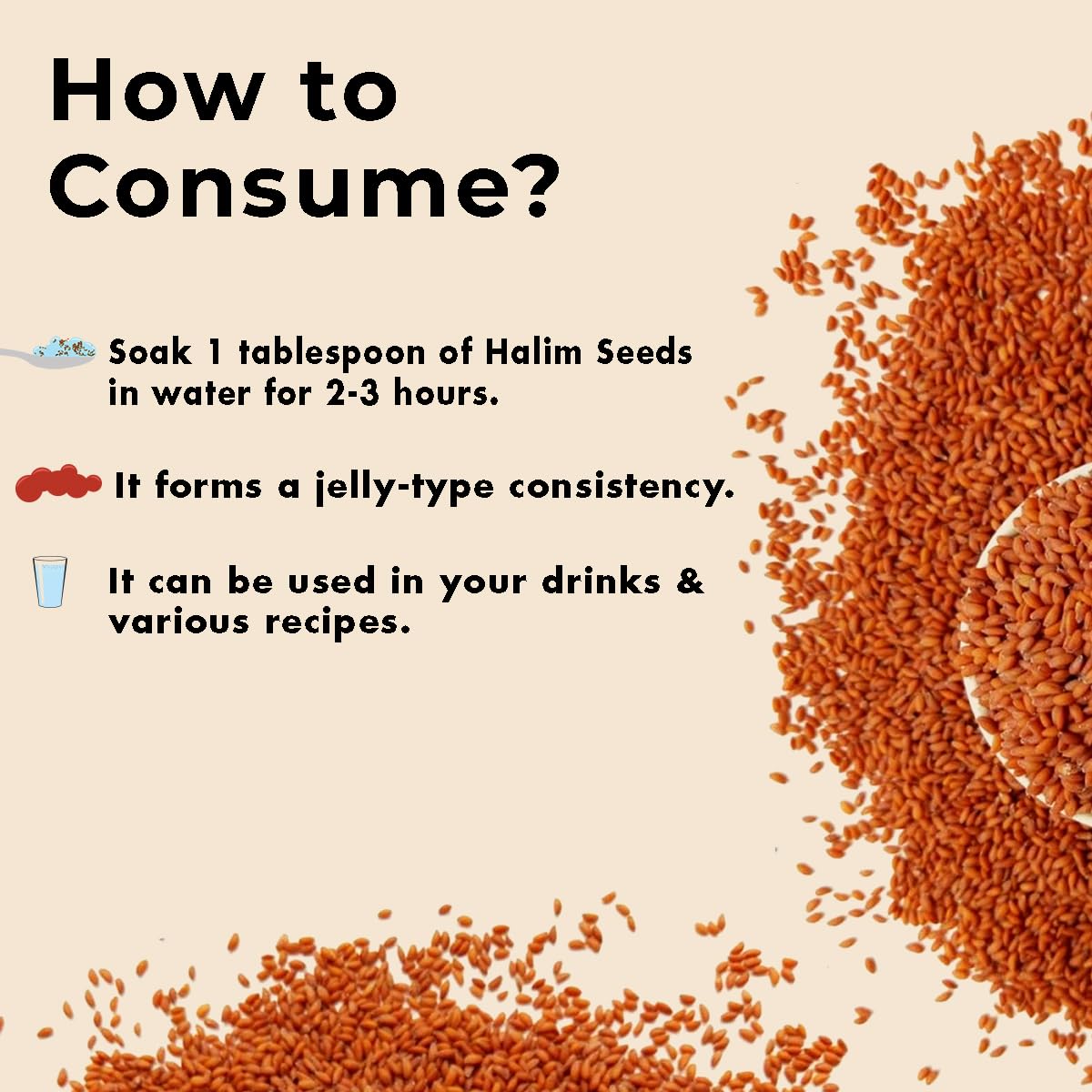 Sorich Organics Halim Seeds | Garden Cress Seeds (Aliv) | Rich in Protein, Fiber, Iron & Omega-3 | Immunity Booster Superfood | Non-GMO | Gluten Free