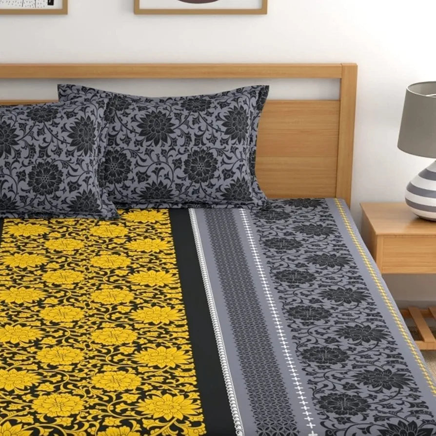 Dreamscape Wrinkle & Fade Resistant Double Bedsheet with 2 Pillow Covers Buff Yellow