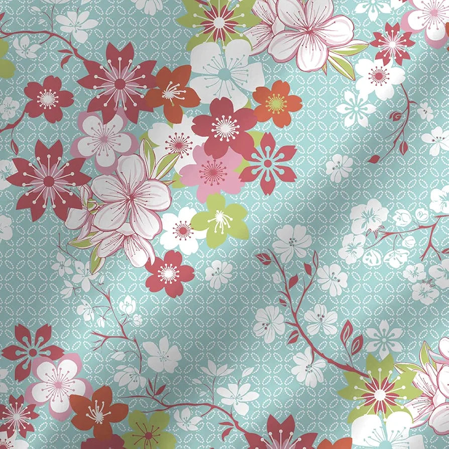 Layers Marigold Cotton Bedsheet Set for All Seasons Lightweight 144 TC King Size Turquoise