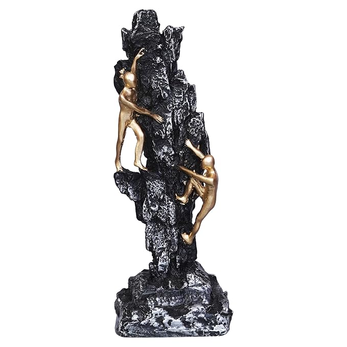 Ecraftindia 2 Men Climbing on Rock Mountain Climbers Human Figurine Showpiece