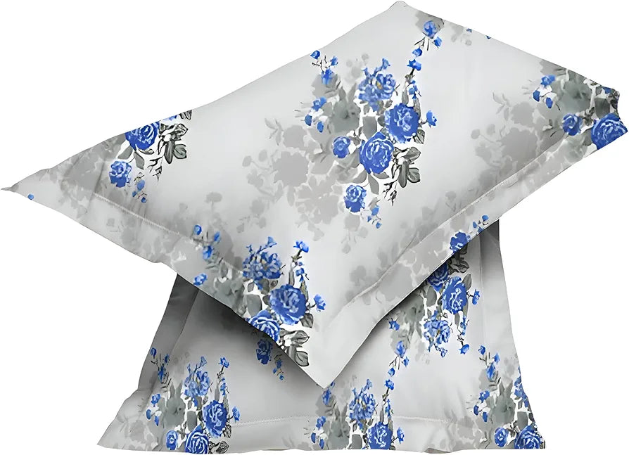 Starnstyle Polycotton 220 TC Floral Printed King Size Double Bedsheet with 2 Pillow Covers Ristes
