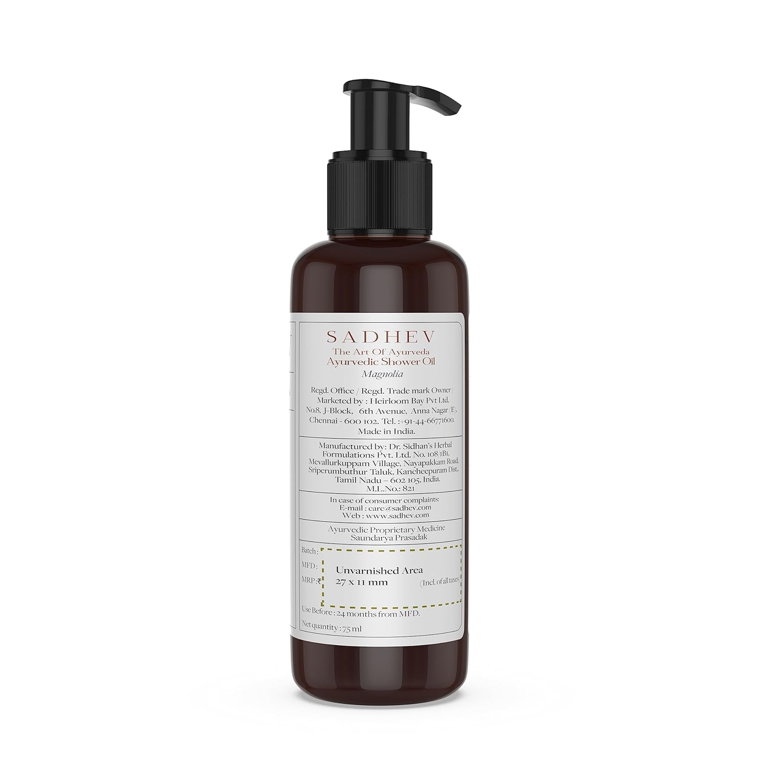 Sadhev Ayurvedic Shower Oil With Goodness Of Magnolia For Hydration And Moistrization