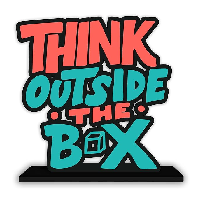 Artvibes Wooden Idols and Figurine Think Outside the Box Quotes Table Decoration for Office Desk | Home Decor Item