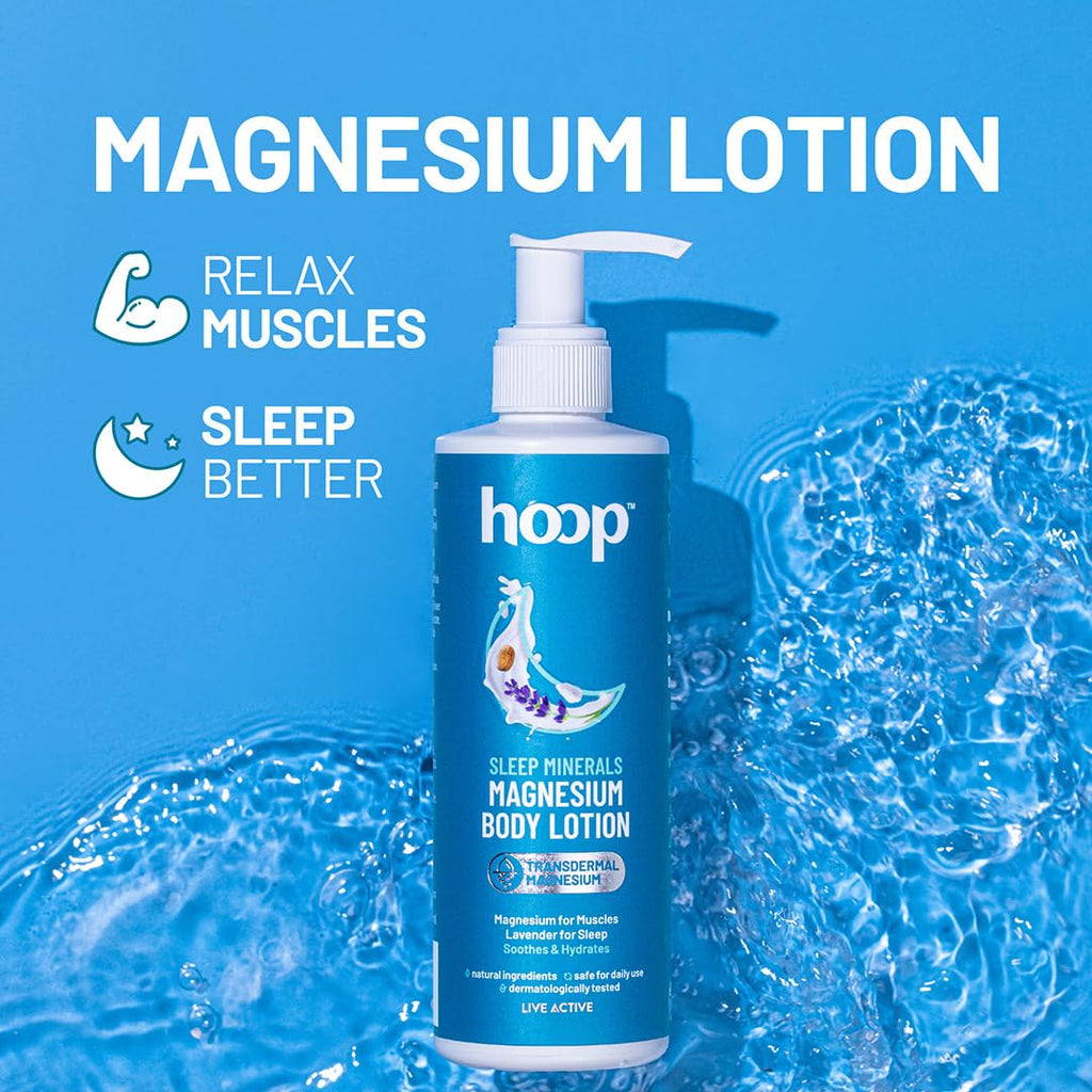 Hoop Magnesium Sleep Body Lotion | Topical Magnesium Chloride Supplement for Muscle Recovery, Better Sleep | Magnesium Oil Supports Deep Sleep, Recovery from Cramps, Fitness | 250 ml