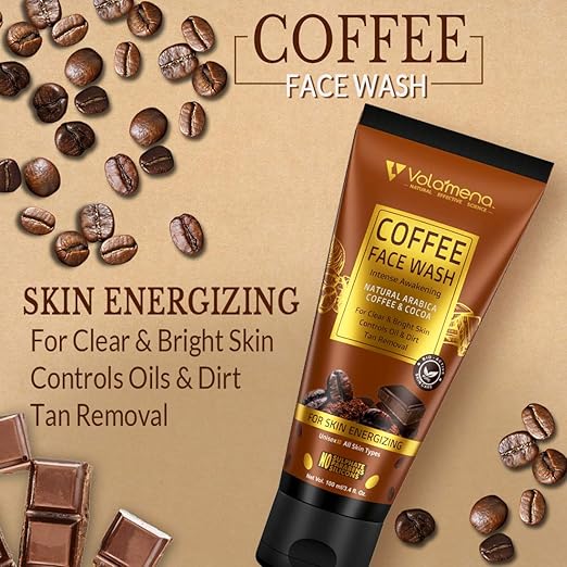 Volamena Coffee Face Wash with Natural arabica Coffee & Cocoa For skin energizing - 100 ml