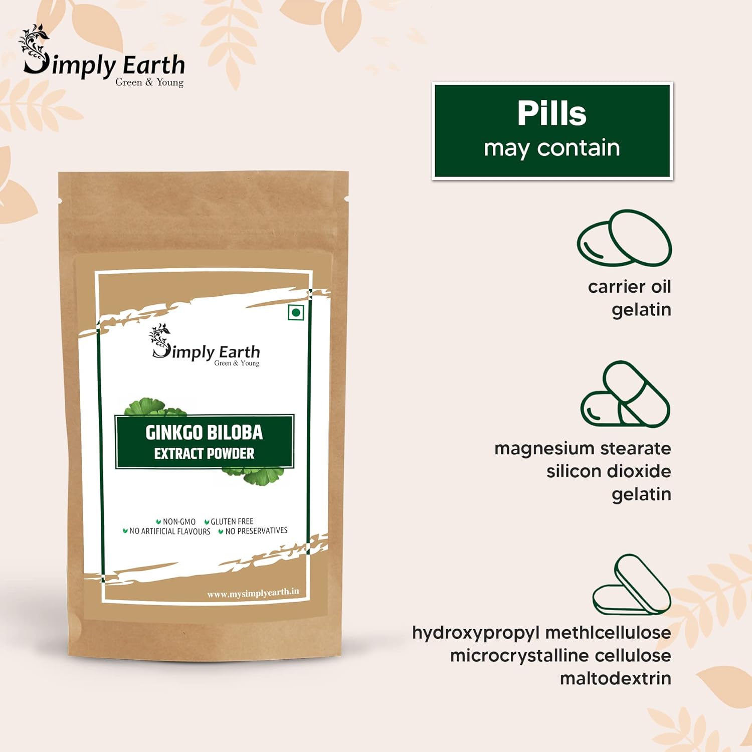 Simply Earth Mind & Body Vitality Combo - Peruvian Maca Root Powder (100g) & Organic Ginkgo Biloba Powder (100g) | For Energy, Immunity, Brain Health & Memory Support