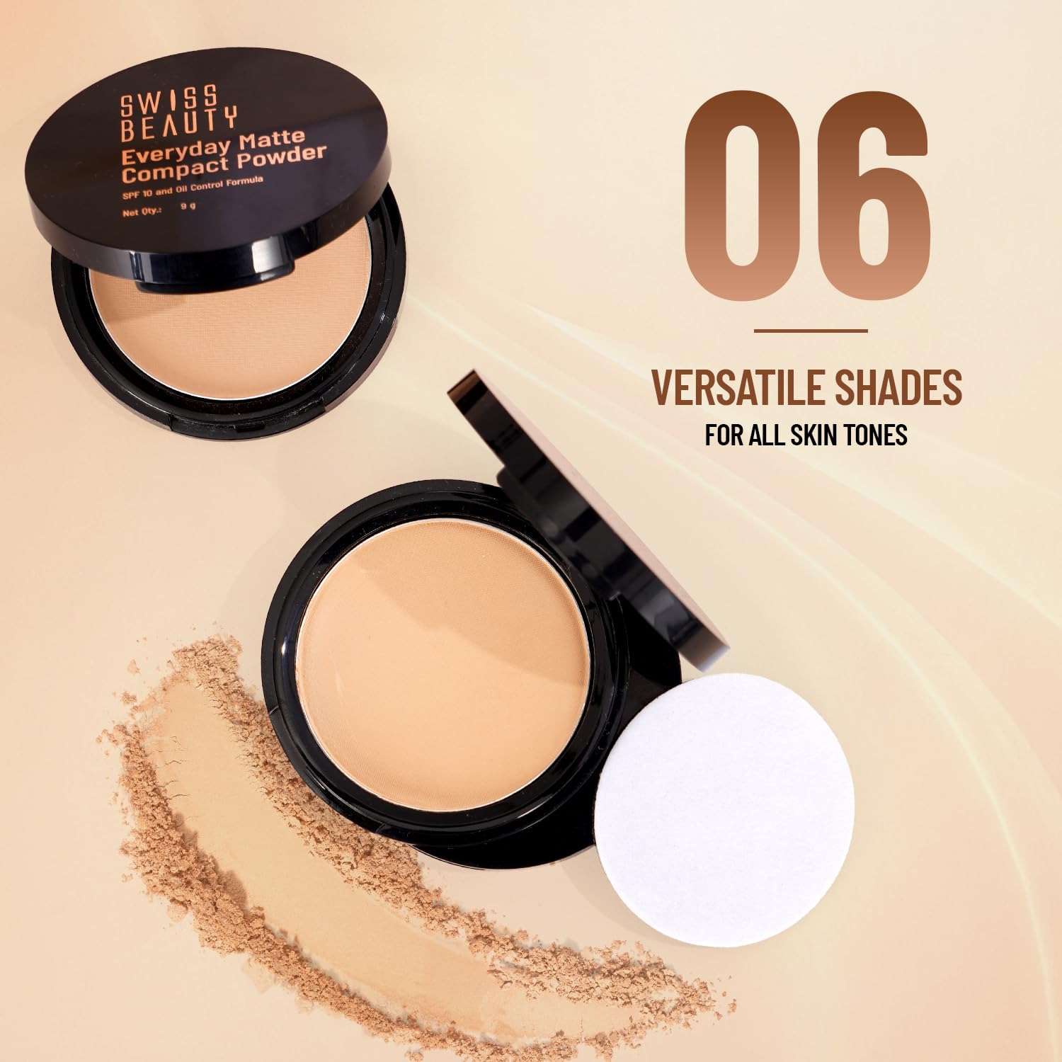 Swiss Beauty Everyday Matte Compact with SPF 10 | Oil-Control Formula | Blurs Pores | Soft-Focus Finish | Enriched with Vitamin E | Shade- 04 Honey, 9g