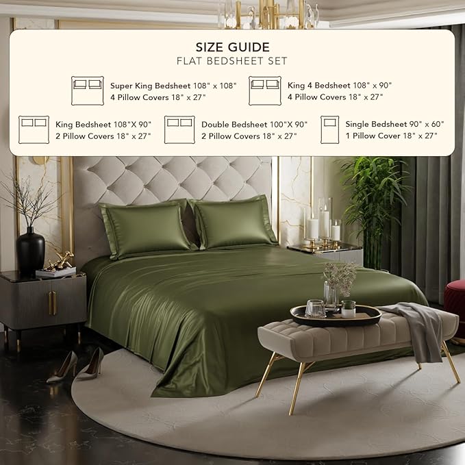 Stoa Paris Satin Solid Bedsheets For Double Bed 300Tc Premium Bedsheet With 2 Pillow Covers