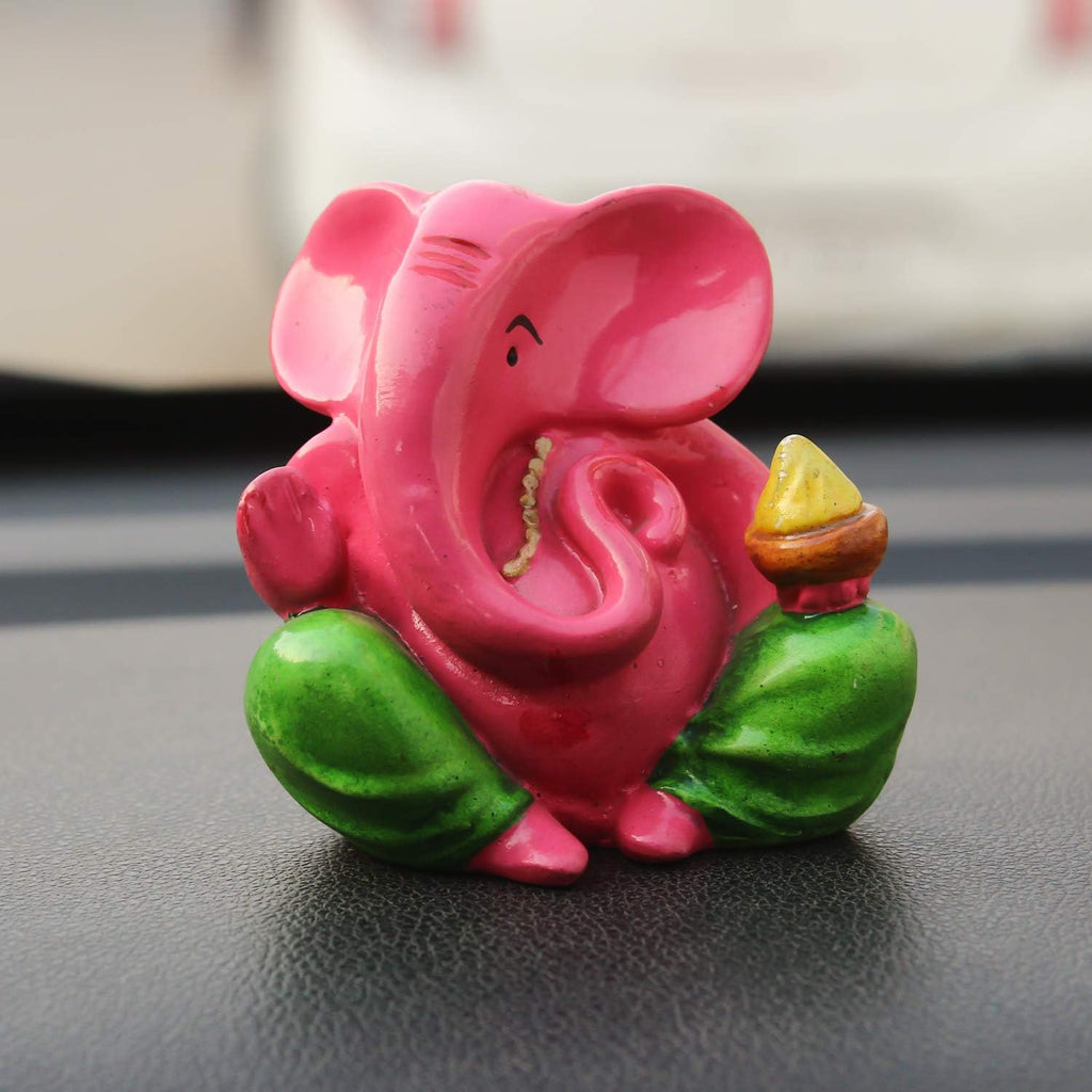 Ecraftindia 'Decorative Lord Ganesha' Showpiece | Pink and Green