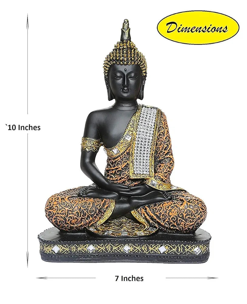 Jaipur Ace Buddha Sitting With Tea Light in Hand Polyresin Idol Buddha