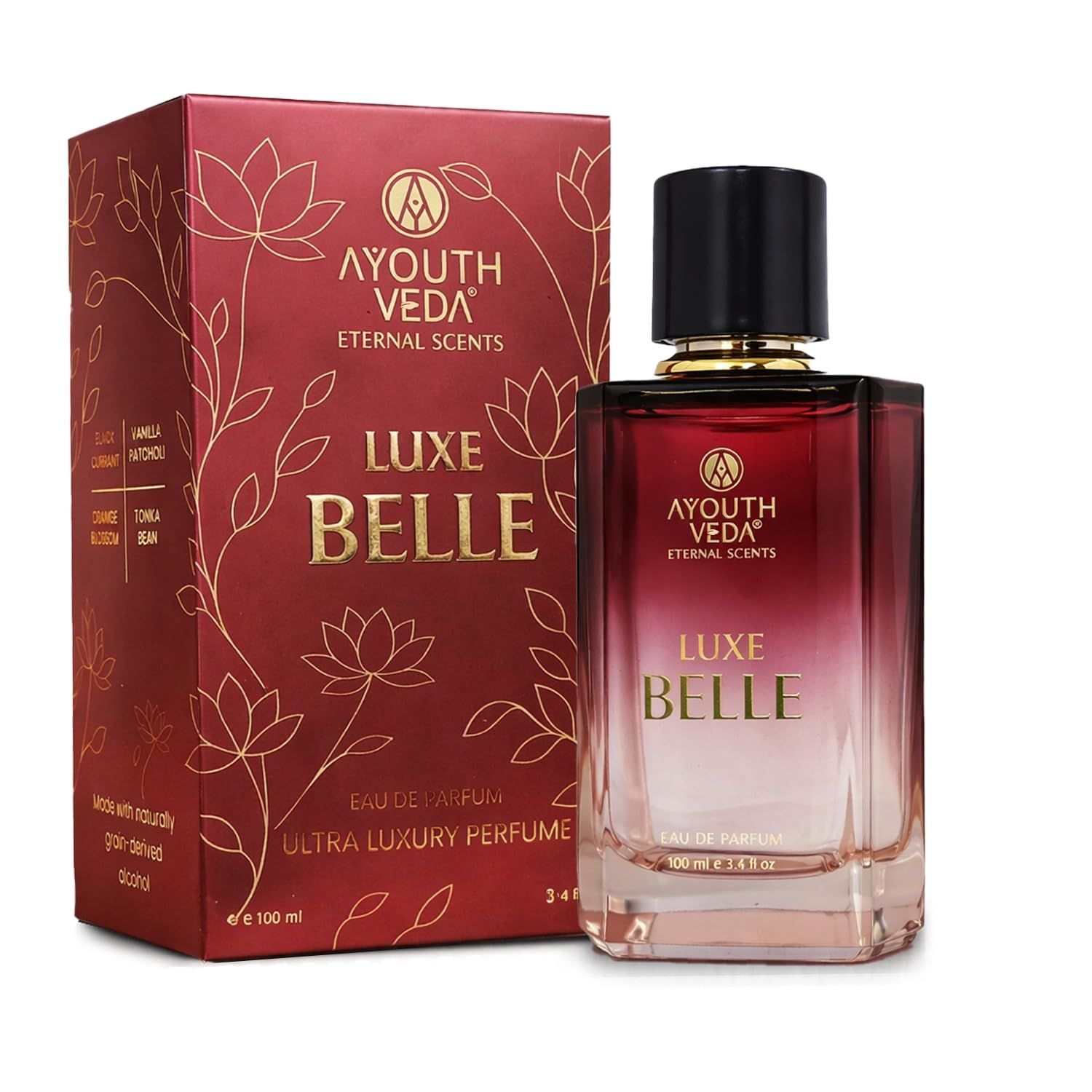 Ayouthveda Luxe Belle Eau De Parfum for Women | Long-Lasting Sweet Floral Luxury Perfume | Black Currant, Vanilla Patchouli, Orange Blossom & Tonka Bean | Elegant & Premium Fragrance | 100 ml
