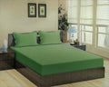 Trance Home Linen 100% Cotton 78x60 inch Queen Fitted 200TC Satin Stripe Elastic Fitted Bedsheet with 2 Pillow Covers Colour Moss Green