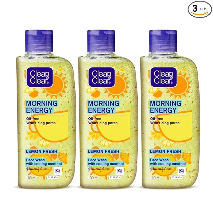 Clean & Clear Morning Energy Lemon Fresh Yellow - 100 ml (Pack of 3)
