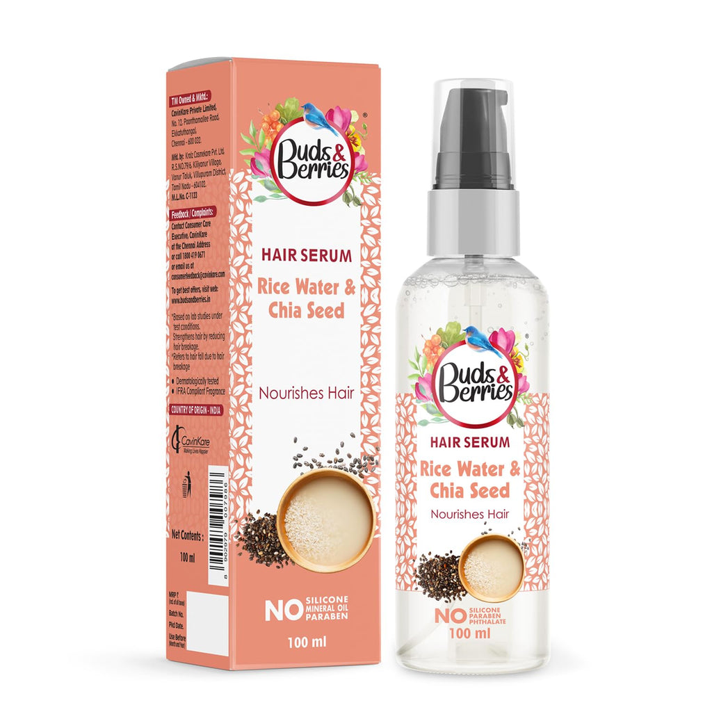 Buds & Berries Rice Water and Chia Seeds Nourishment Hair Serum - 100 ml