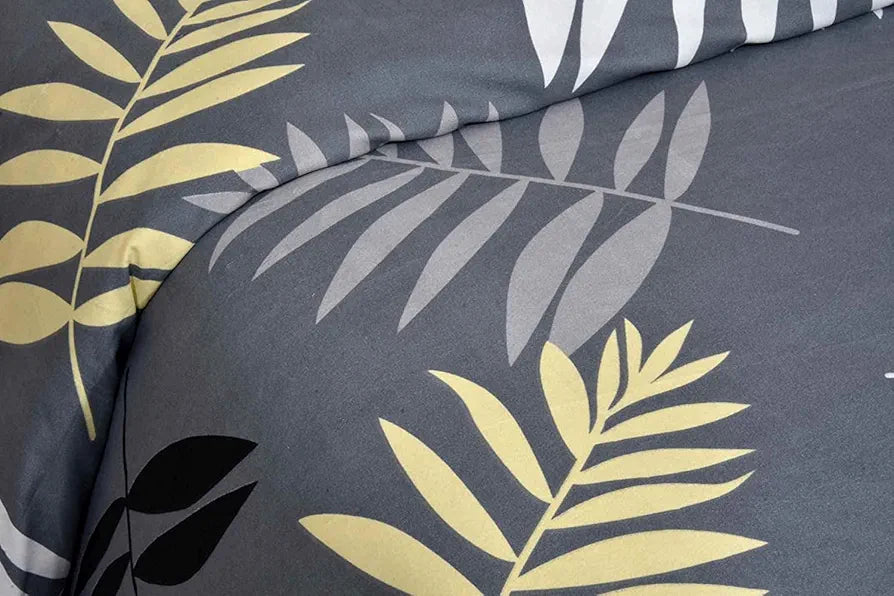 The Home Style Cotton Feel Glace Cotton Floral Printed King Size Double Bed Bedsheet With 2 Pillow Cover 300 TC Midnight Leaf