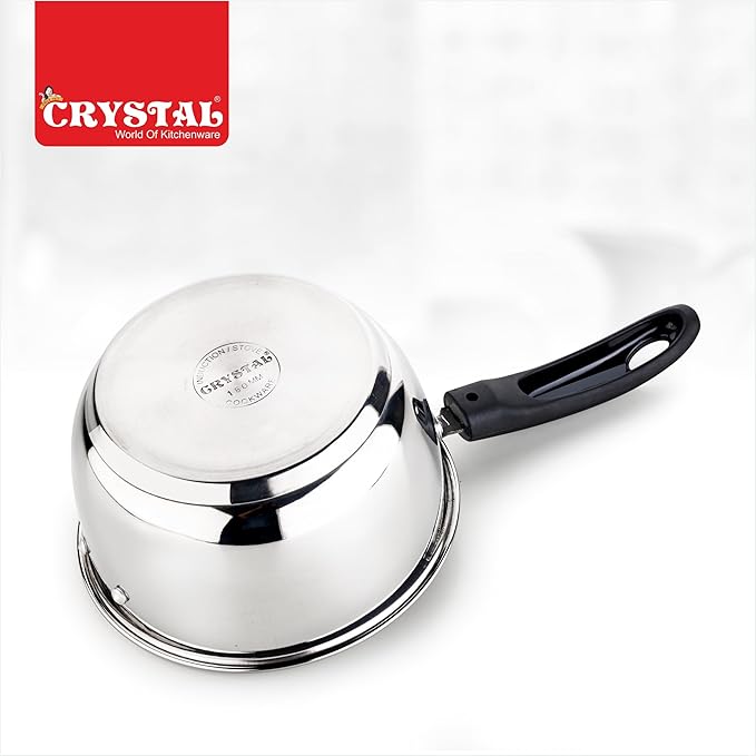 Crystal Stainless Steel Saucepan with Glass Lid| 160 mm - 872 gms